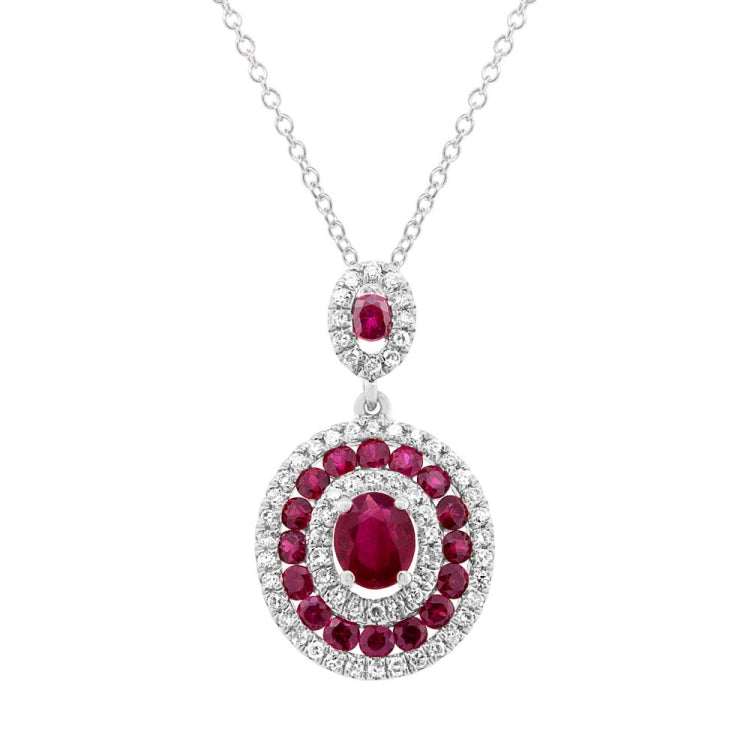 0.25ct Diamond & 1.06ct Ruby 14k White Gold Pendant