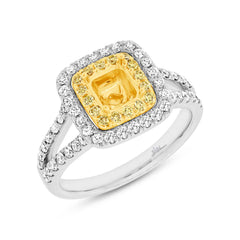 0.67ct 18k Two-tone Gold Natural Yellow Diamond Semi-mount Ring Size 6.5