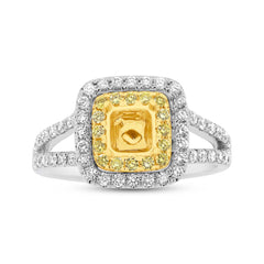 0.67ct 18k Two-tone Gold Natural Yellow Diamond Semi-mount Ring Size 6.5