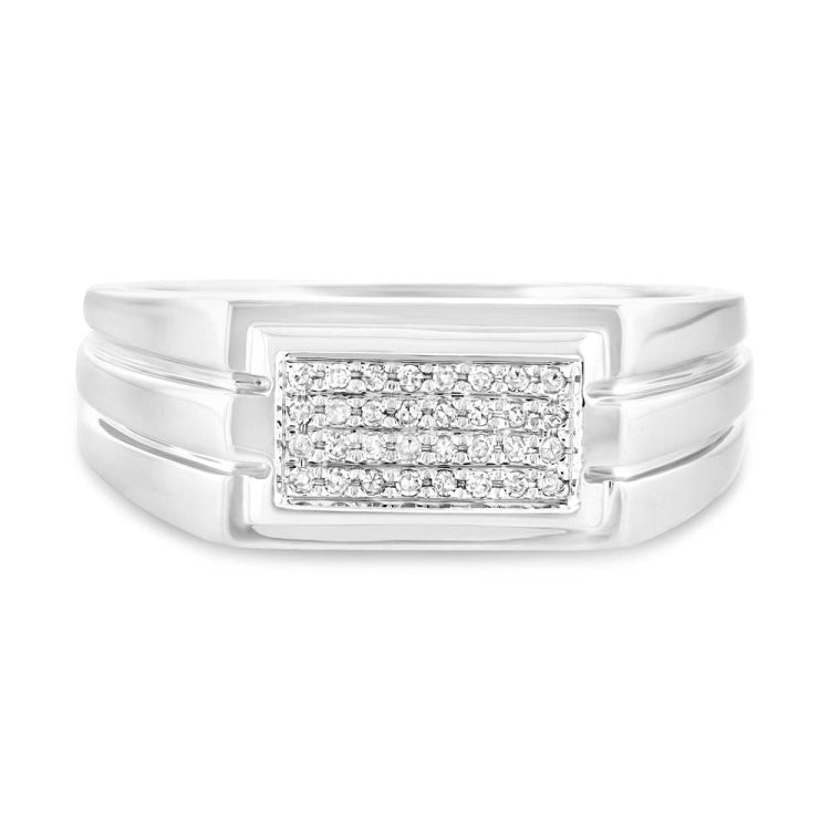 0.14ct 14k White Gold Diamond Men's Ring Size 8