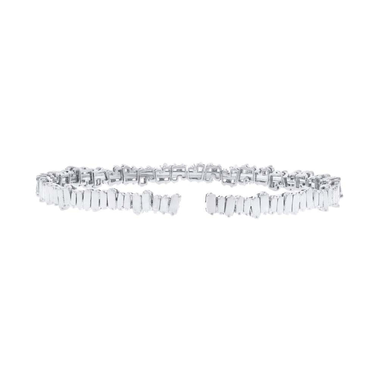2.89ct 14k White Gold Diamond Baguette Bangle