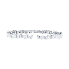 2.89ct 14k White Gold Diamond Baguette Bangle