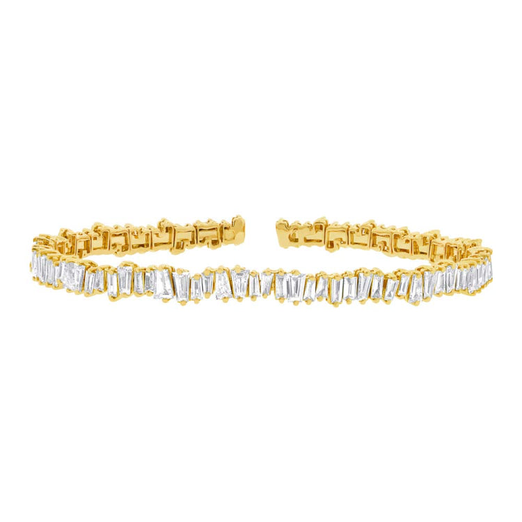 2.89ct 14k Yellow Gold Diamond Baguette Bangle