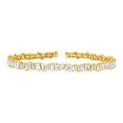 2.89ct 14k Yellow Gold Diamond Baguette Bangle