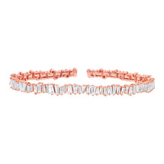 2.89ct 14k Rose Gold Diamond Baguette Bangle