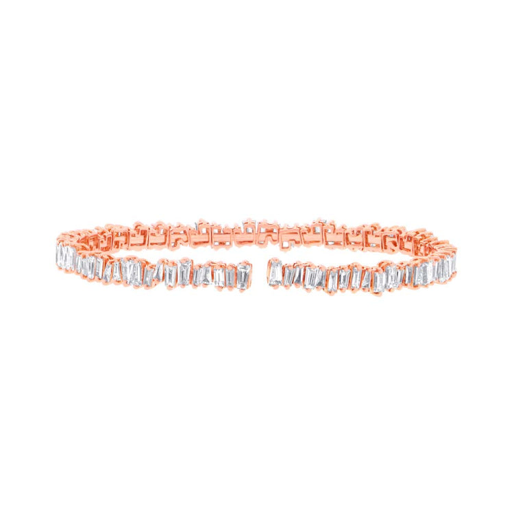 5.82ct 14k Rose Gold Diamond Baguette Bangle