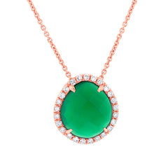 0.13ct Diamond & 1.95ct Green Agate 14k Rose Gold Pendant