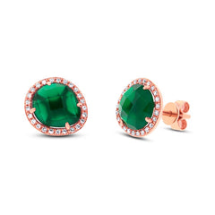 0.15ct Diamond & 2.65ct Green Agate 14k Rose Gold Earring