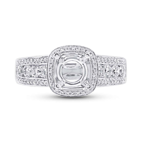 0.93ct 18k White Gold Diamond Semi-mount Ring