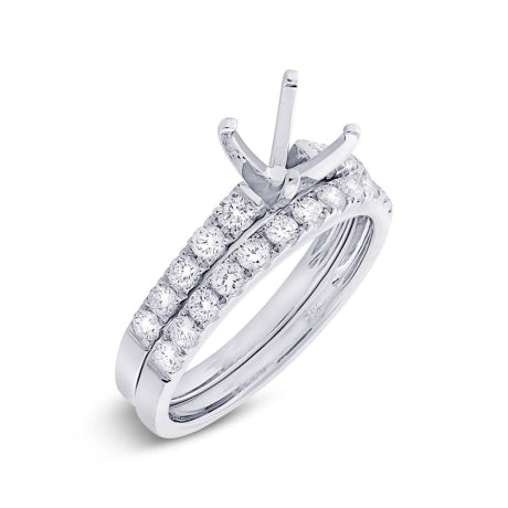 0.79ct 14k White Gold Diamond Semi-mount Ring 2-pc Size 4.5