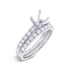 0.79ct 14k White Gold Diamond Semi-mount Ring 2-pc Size 4.5