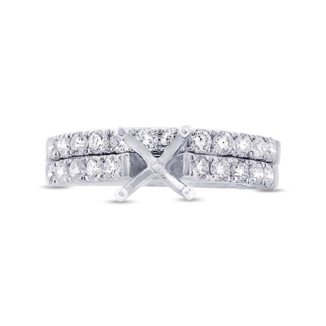 0.79ct 14k White Gold Diamond Semi-mount Ring 2-pc Size 4.5