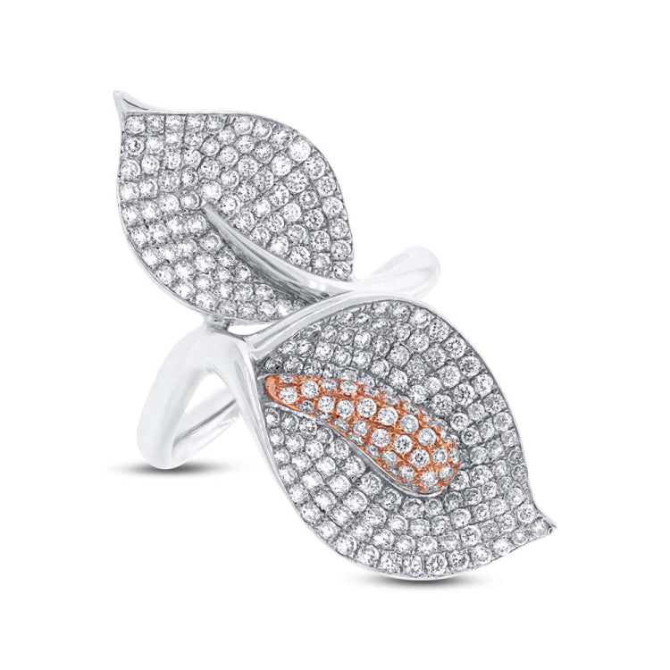 1.44ct 14k Two-tone Rose Gold Diamond Lily Flower Ring