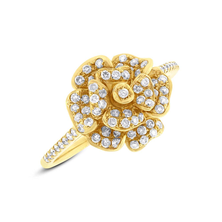 0.46ct 14k Yellow Gold Diamond Flower Ring