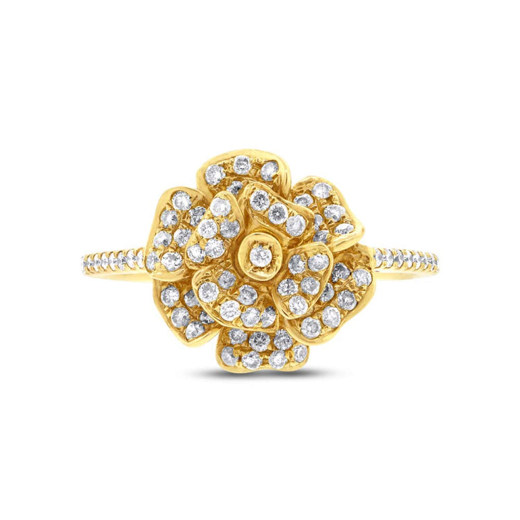 0.46ct 14k Yellow Gold Diamond Flower Ring