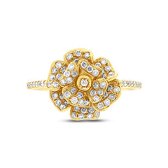 0.46ct 14k Yellow Gold Diamond Flower Ring