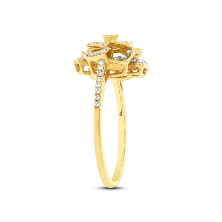 0.46ct 14k Yellow Gold Diamond Flower Ring