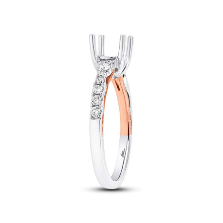 0.34ct 14k Two-tone Rose Gold Diamond Semi-mount Ring Size 6.5