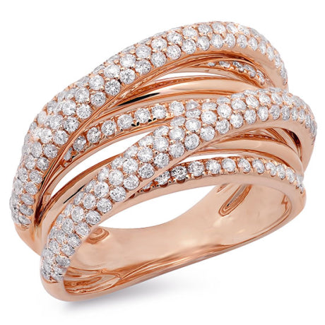1.75ct 14k Rose Gold Diamond Bridge Ring Size 6.5