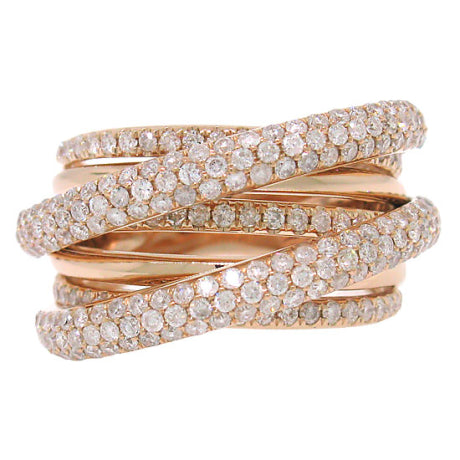1.75ct 14k Rose Gold Diamond Bridge Ring Size 6.5