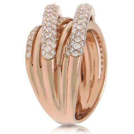 1.75ct 14k Rose Gold Diamond Bridge Ring Size 6.5