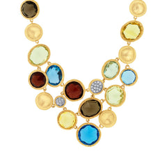 0.17ct Diamond & Multi-color Stone 14k Yellow Gold Necklace