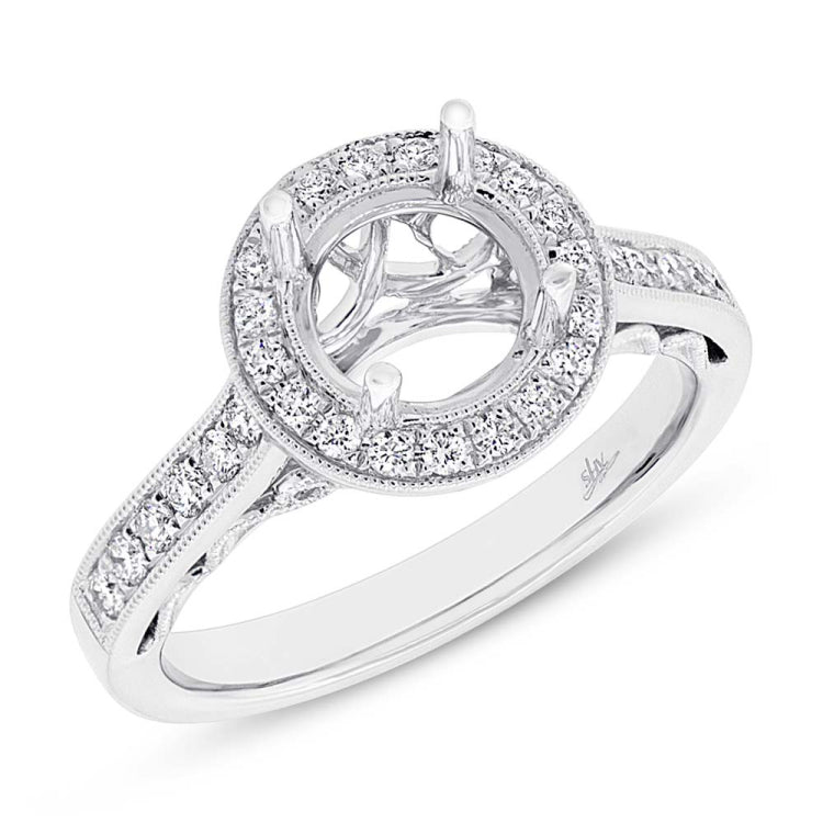0.36ct 14k White Gold Diamond Semi-mount Ring for 1.50ct Center