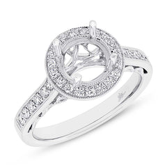 0.36ct 14k White Gold Diamond Semi-mount Ring for 1.50ct Center