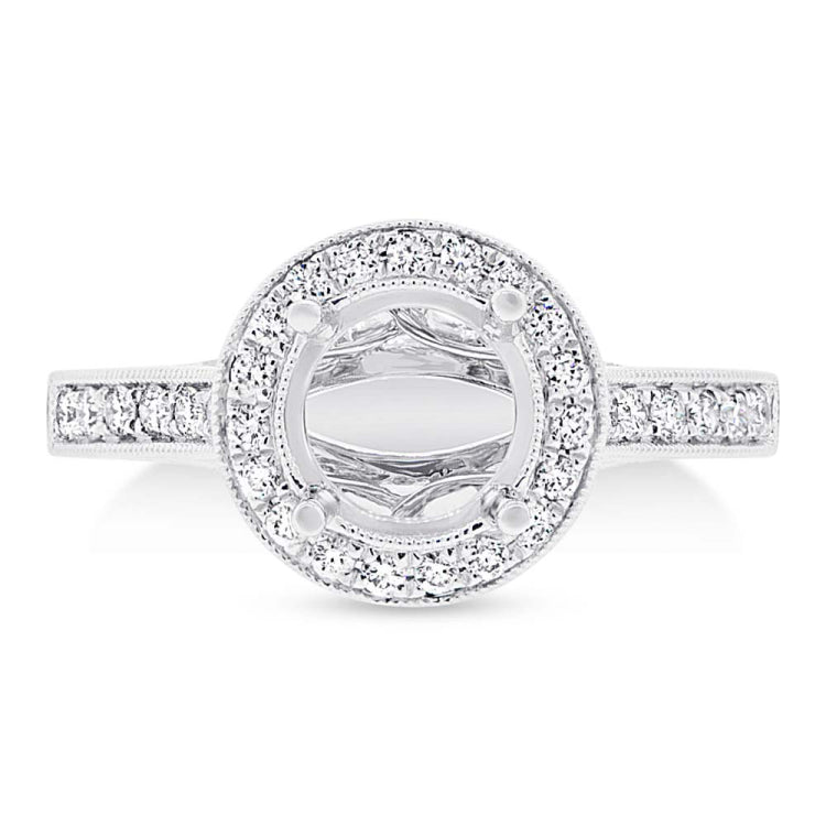0.36ct 14k White Gold Diamond Semi-mount Ring for 1.50ct Center
