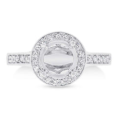 0.36ct 14k White Gold Diamond Semi-mount Ring for 1.50ct Center