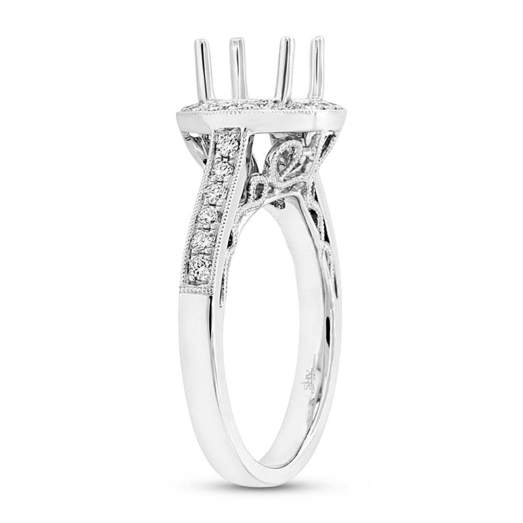 0.36ct 14k White Gold Diamond Semi-mount Ring for 1.50ct Center