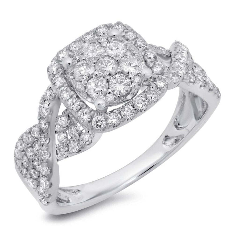 0.99ct 14k White Gold Diamond Cluster Engagement Ring Size 8