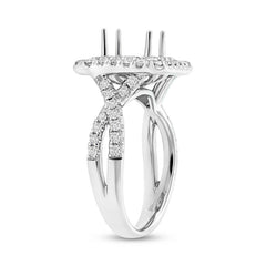 0.98ct 14k White Gold Diamond Semi-mount Ring for 6.5x6mm Center