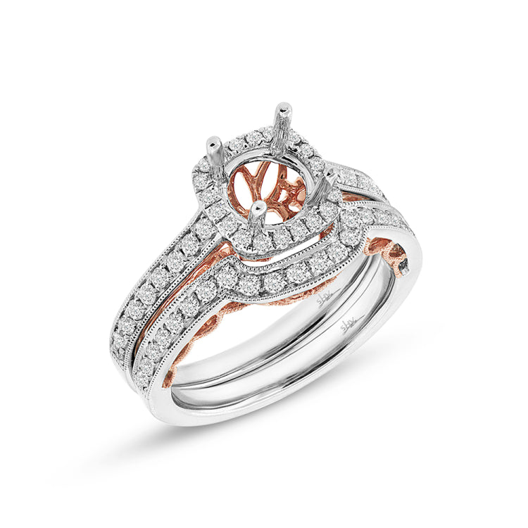 0.65ct 14k Two-tone Rose Gold Diamond Semi-mount Ring