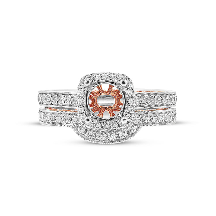 0.65ct 14k Two-tone Rose Gold Diamond Semi-mount Ring