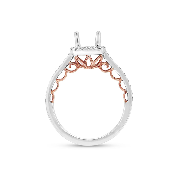 0.65ct 14k Two-tone Rose Gold Diamond Semi-mount Ring
