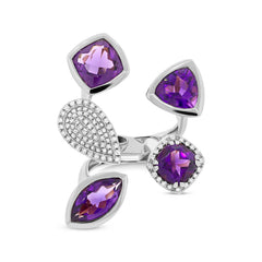 0.44ct Diamond & 6.84ct Amethyst 14k White Gold Ring Size 6