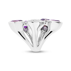 0.44ct Diamond & 6.84ct Amethyst 14k White Gold Ring Size 6