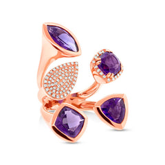 0.44ct Diamond & 6.84ct Amethyst 14k Rose Gold Ring Size 6