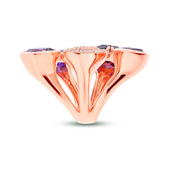 0.44ct Diamond & 6.84ct Amethyst 14k Rose Gold Ring Size 6