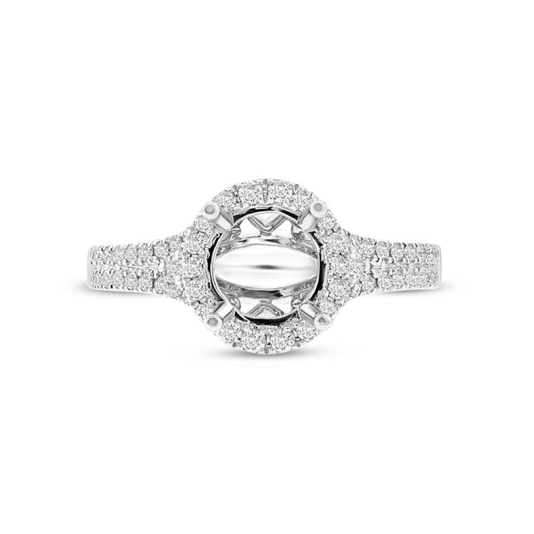 0.52ct 14k White Gold Diamond Semi-mount Ring for 1.50ct Center
