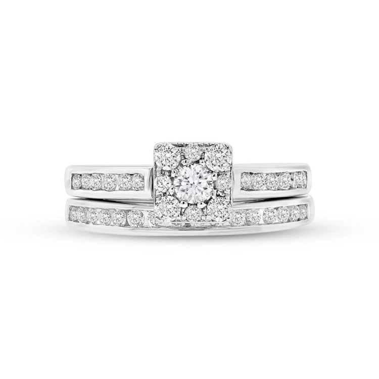 0.93ct 14k White Gold Diamond Wedding Set Cluster