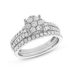 1.07ct 14k White Gold Diamond Wedding Set Cluster