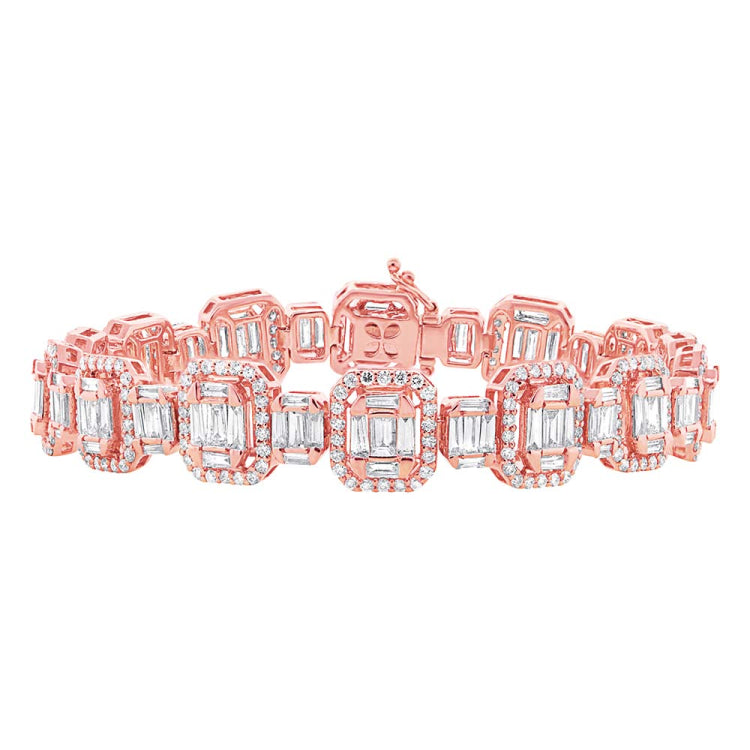 7.24ct 18k Rose Gold Diamond Baguette Bracelet