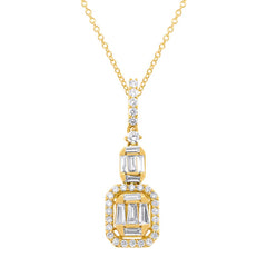 0.69ct 18k Yellow Gold Diamond Baguette Pendant