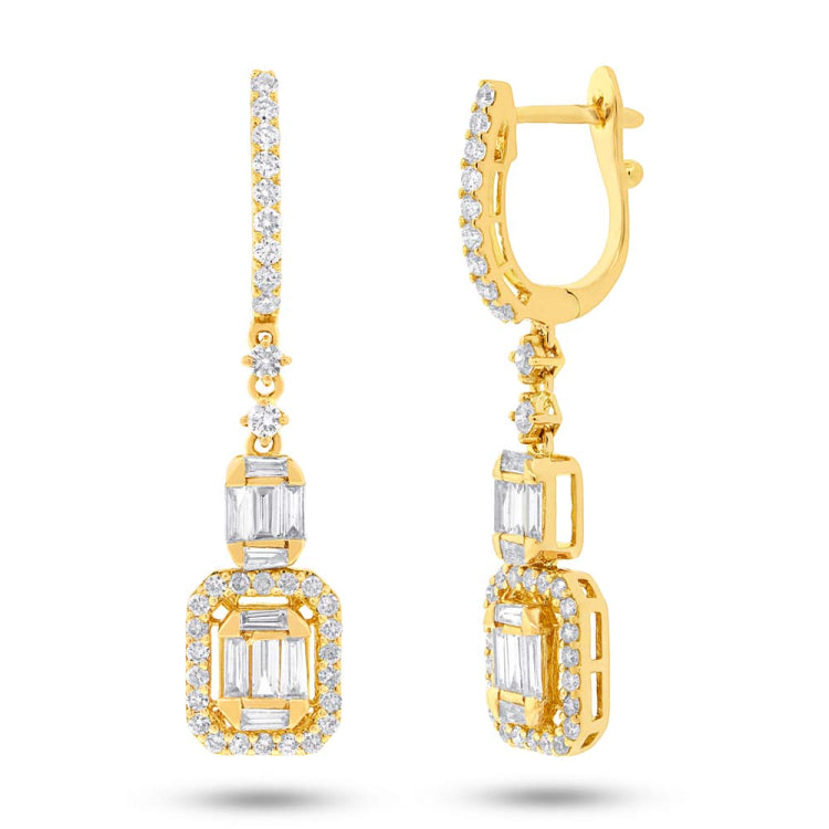 1.27ct 18k Yellow Gold Diamond Baguette Earring