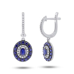 0.21ct Diamond & 1.20ct Blue Sapphire 14k White Gold Earring