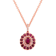 0.09ct Diamond & 1.03ct Ruby 14k Rose Gold Pendant