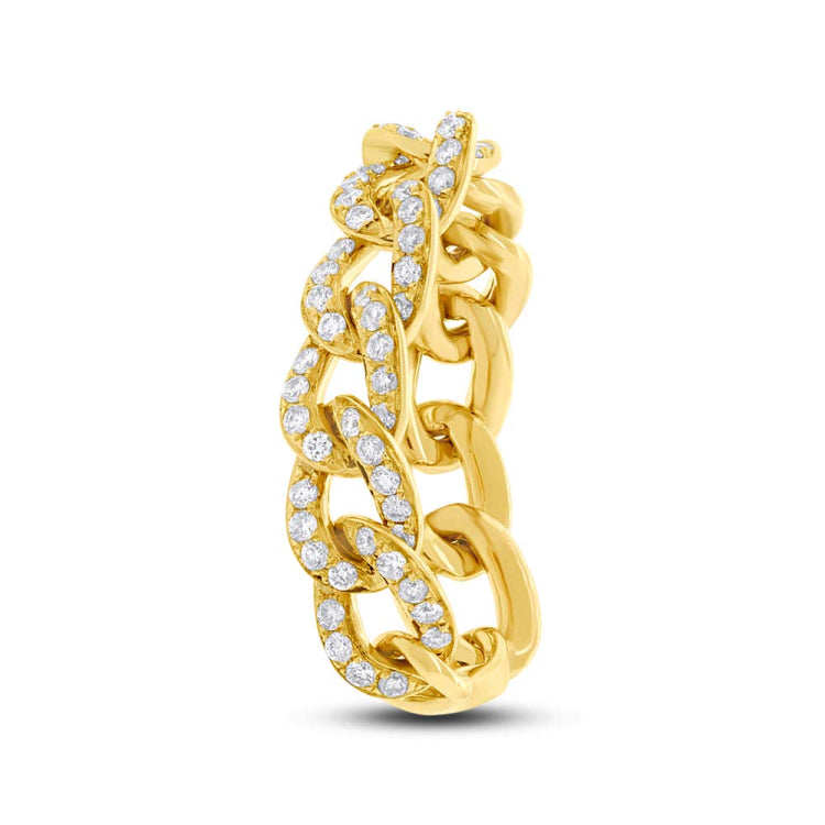 0.62ct 14k Yellow Gold Diamond Chain Ring Size 6