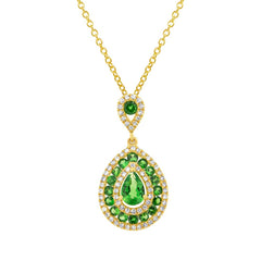 0.27ct Diamond & 0.93ct Green Garnet 14k Yellow Gold Pendant
